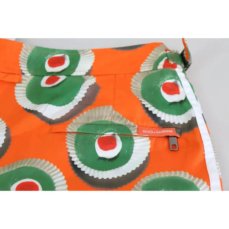 Dolce & Gabbana Orange Cupcake Beachwear Shorts Swimwear Dolce & Gabbana Sea Green