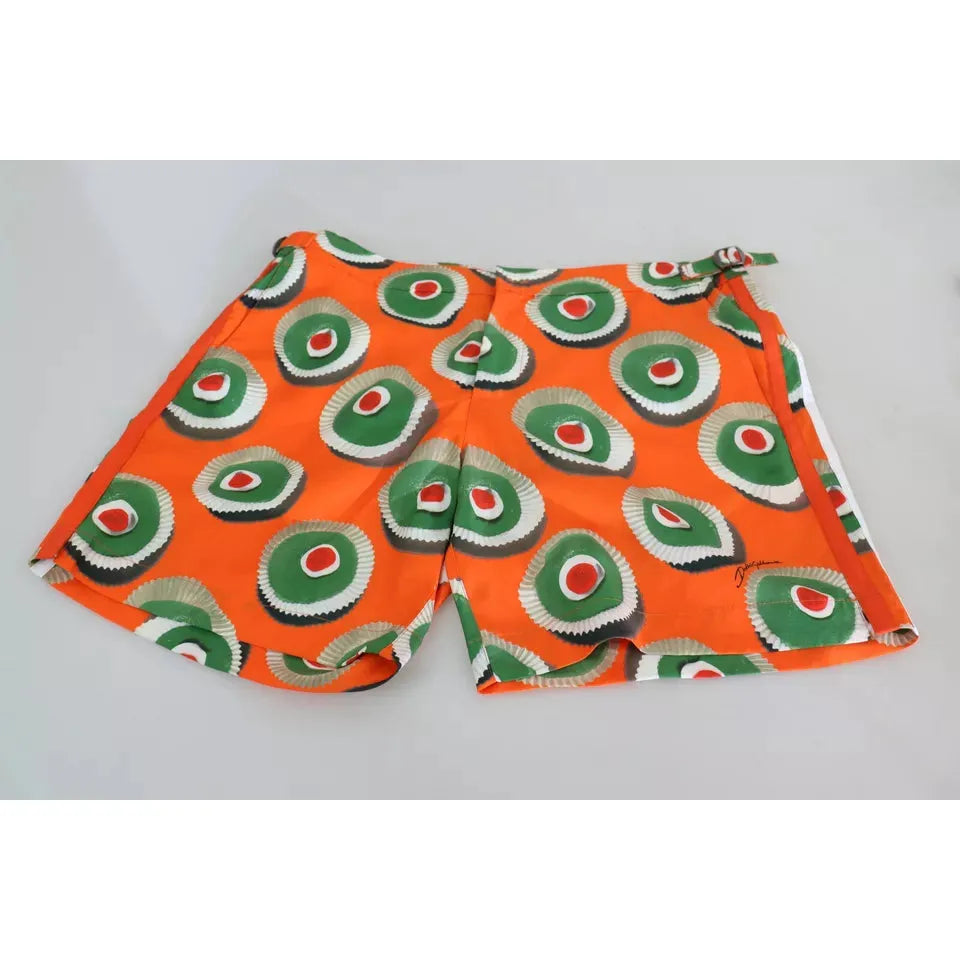 Dolce & Gabbana Orange Cupcake Beachwear Shorts Swimwear Dolce & Gabbana Gray