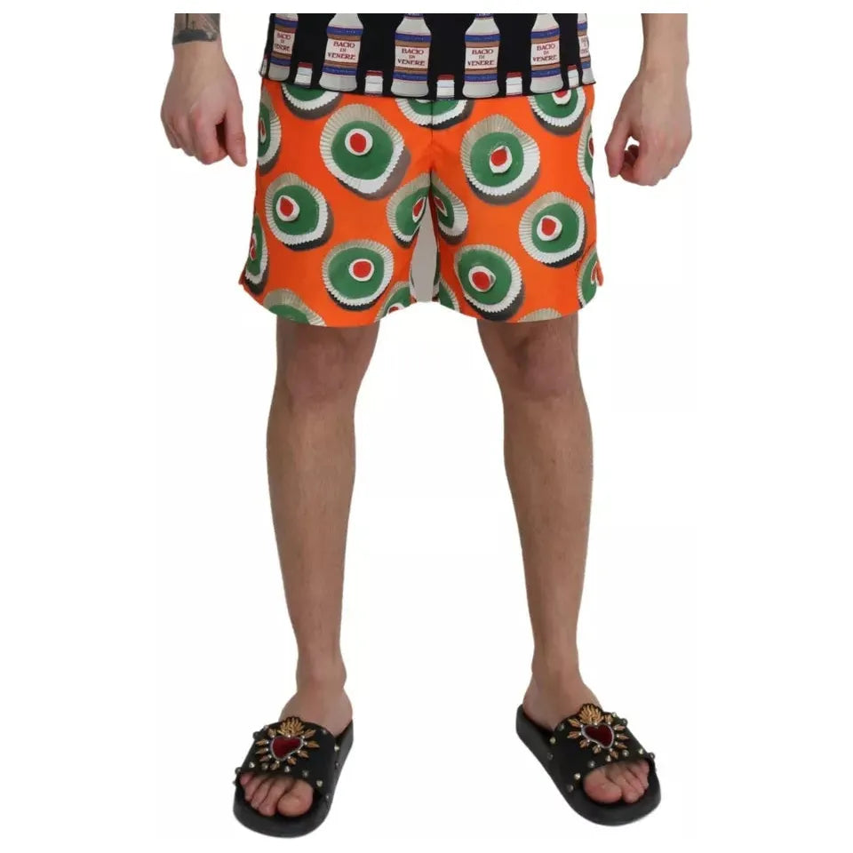 Dolce & Gabbana Orange Cupcake Beachwear Shorts Swimwear Dolce & Gabbana Dim Gray