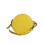 MSGM Yellow Leather Logo Crossbody Sling Shoulder Round Bag BAG1581