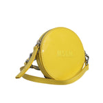 MSGM Yellow Leather Logo Crossbody Sling Shoulder Round Bag BAG1581