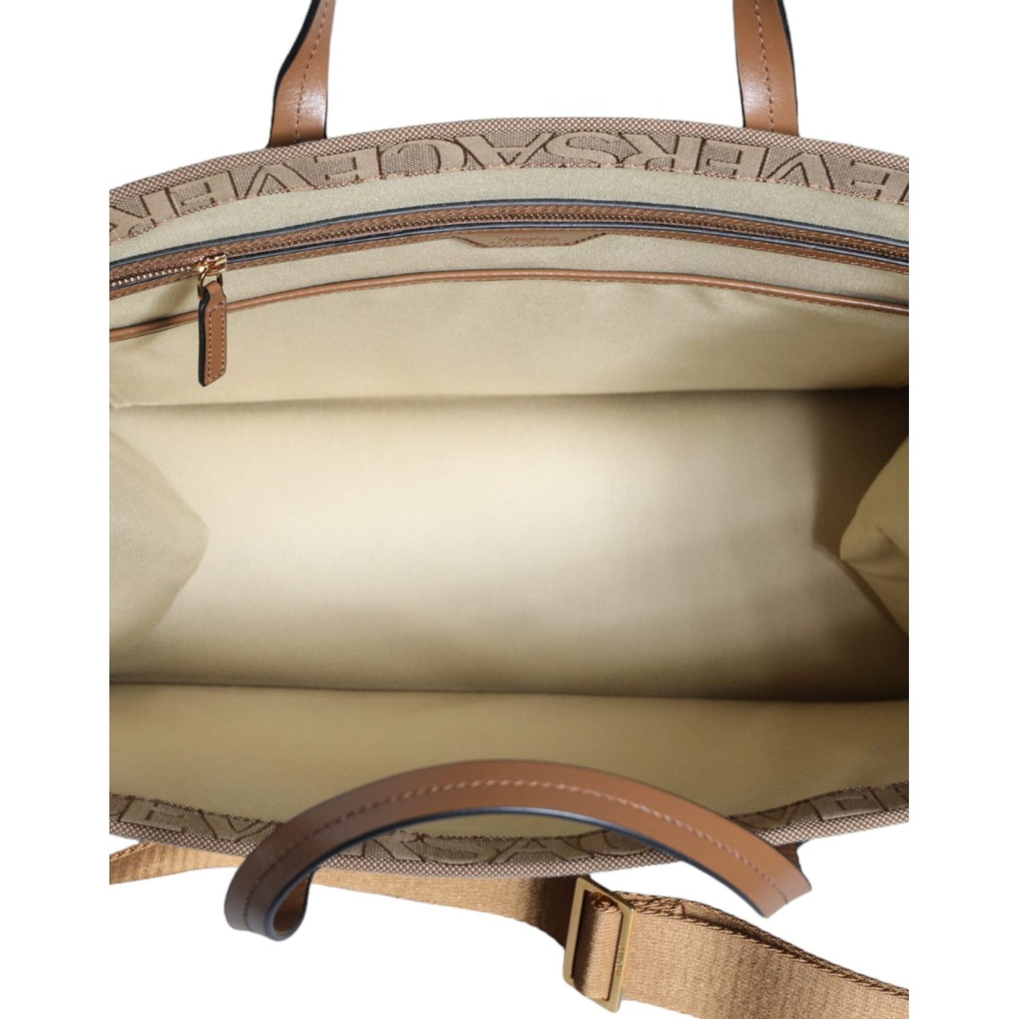 Versace Brown Top Handle Jacquard Leather Logo Crossbody Tote Bag Versace Rosy Brown