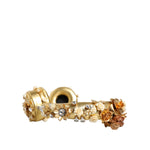 Dolce & Gabbana Gold Leather Floral Crystal Angel Headphones