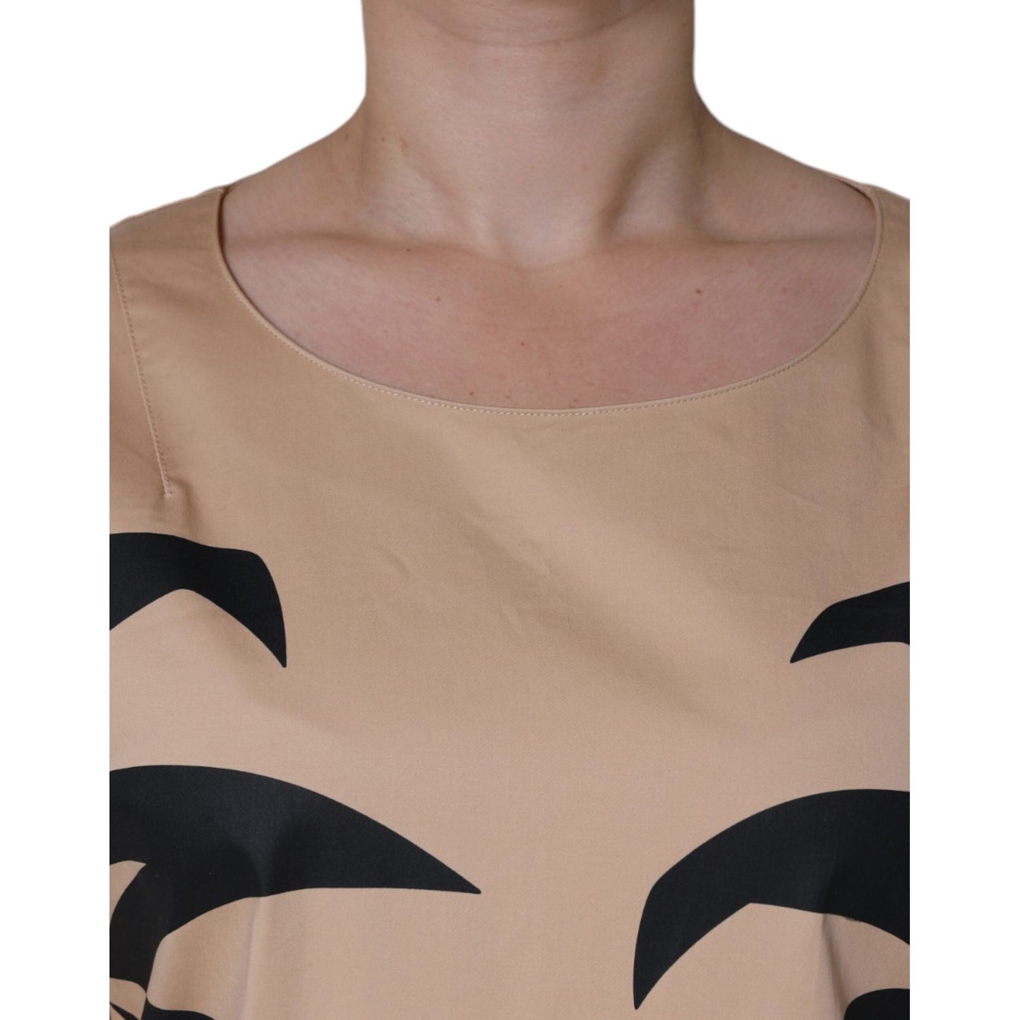 Moschino Beige Cotton Short Sleeve Knee Length Dress Moschino Rosy Brown