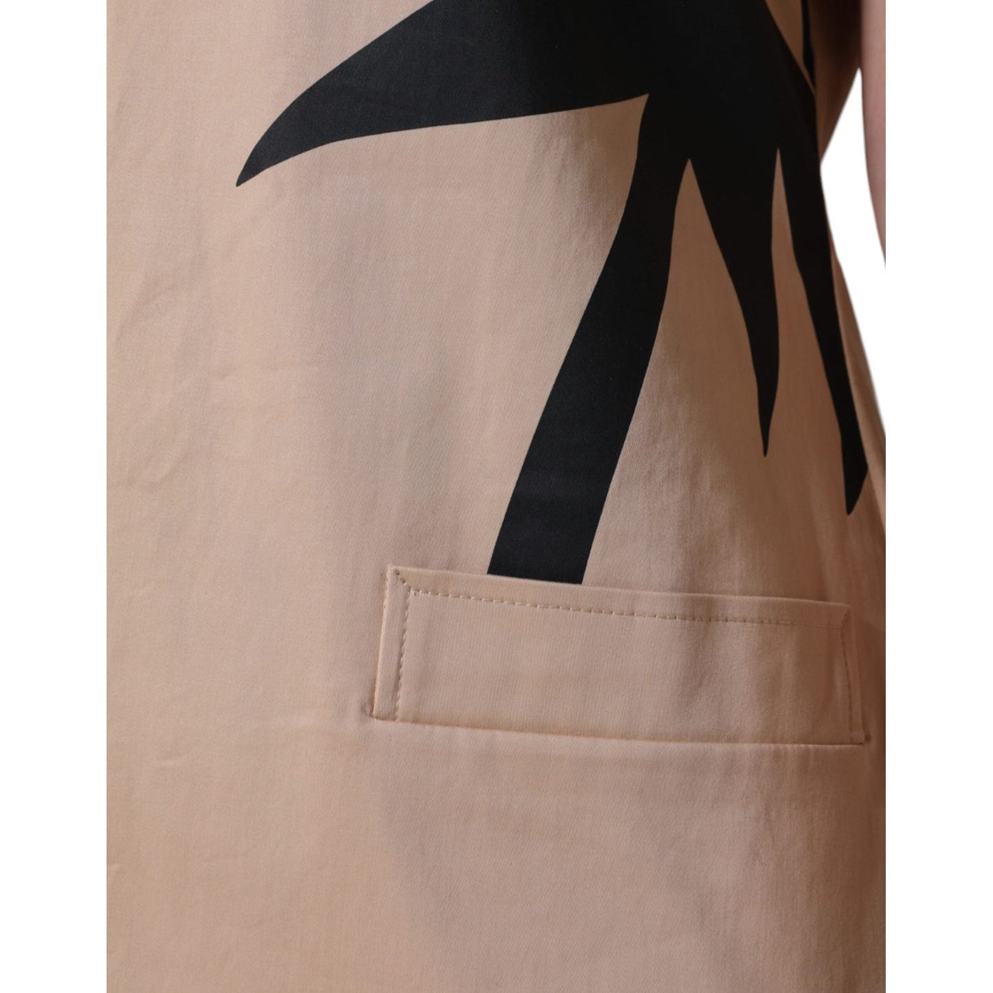 Moschino Beige Cotton Short Sleeve Knee Length Dress Moschino Rosy Brown
