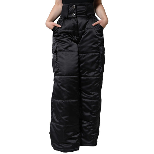 Dolce & Gabbana Black Quilted High Waist Women Boot Cut Pants
