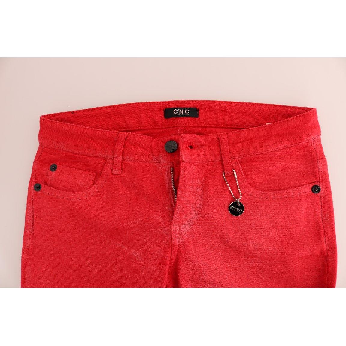 Costume National Radiant Red Super Slim Designer Jeans Costume National Firebrick