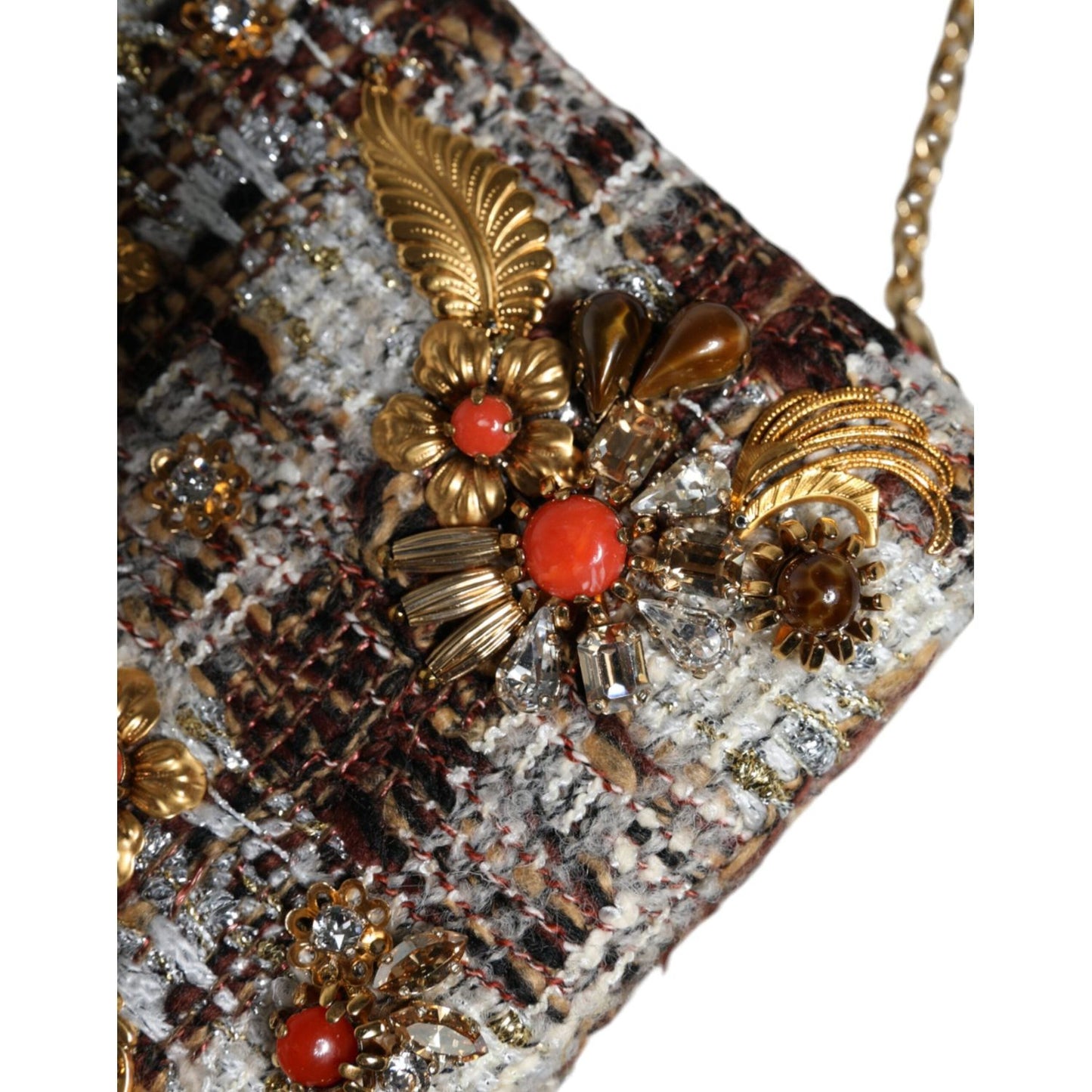Dolce & Gabbana Multicolor Tweed Floral Clutch Crossbody Bag Dolce & Gabbana Dark Slate Gray