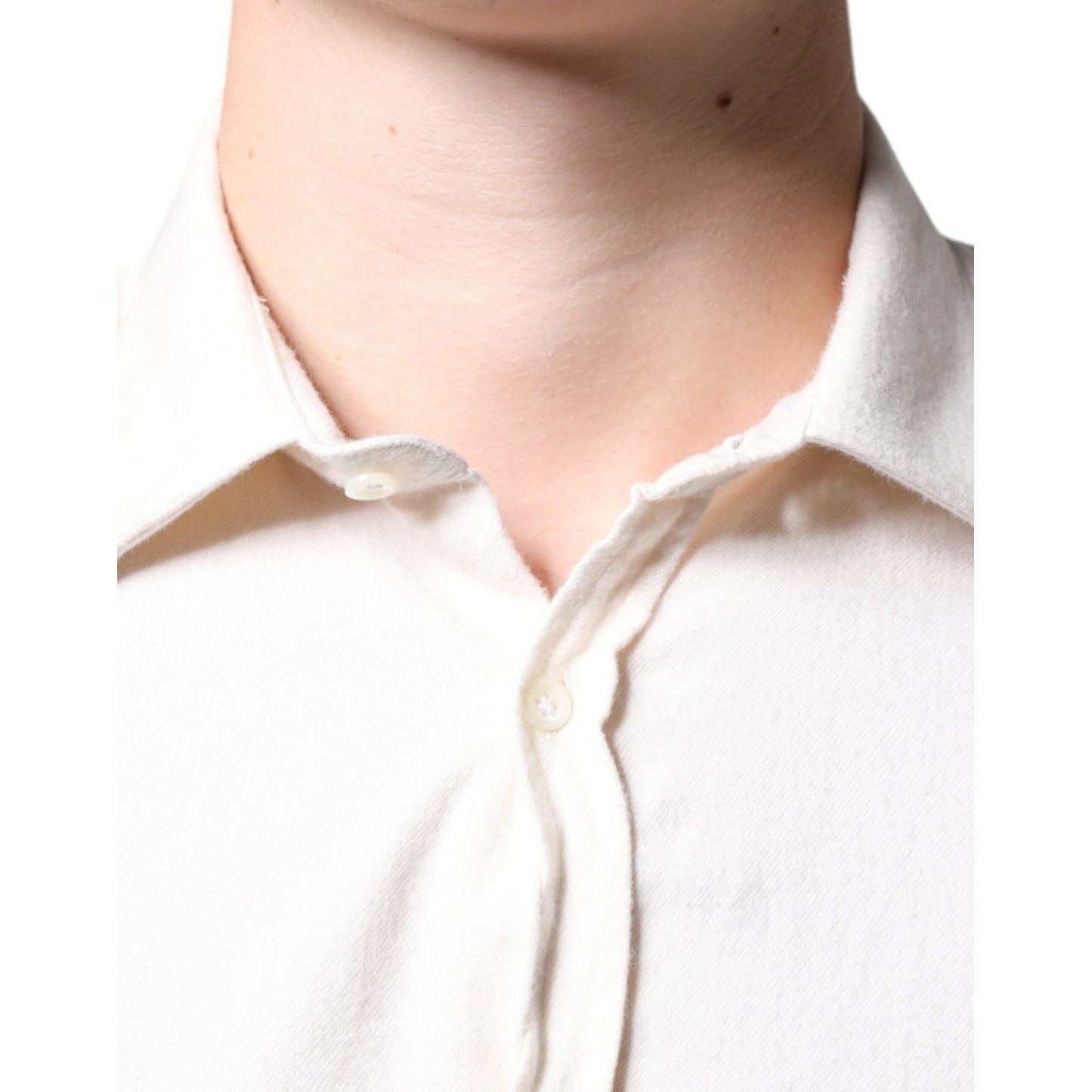 AGLINI Off White Cotton Collared Men Formal Dress Shirt AGLINI Antique White