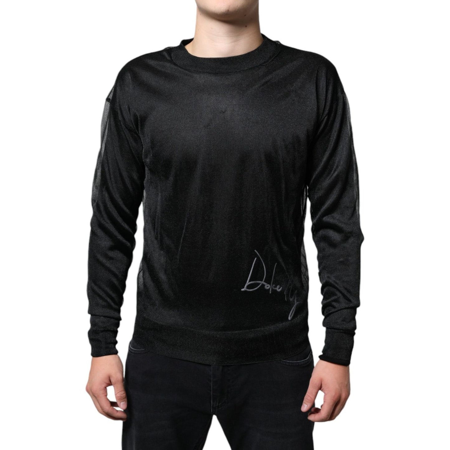 Dolce & Gabbana Black Polyester Pullover Sweatshirt Sweater Dolce & Gabbana Black