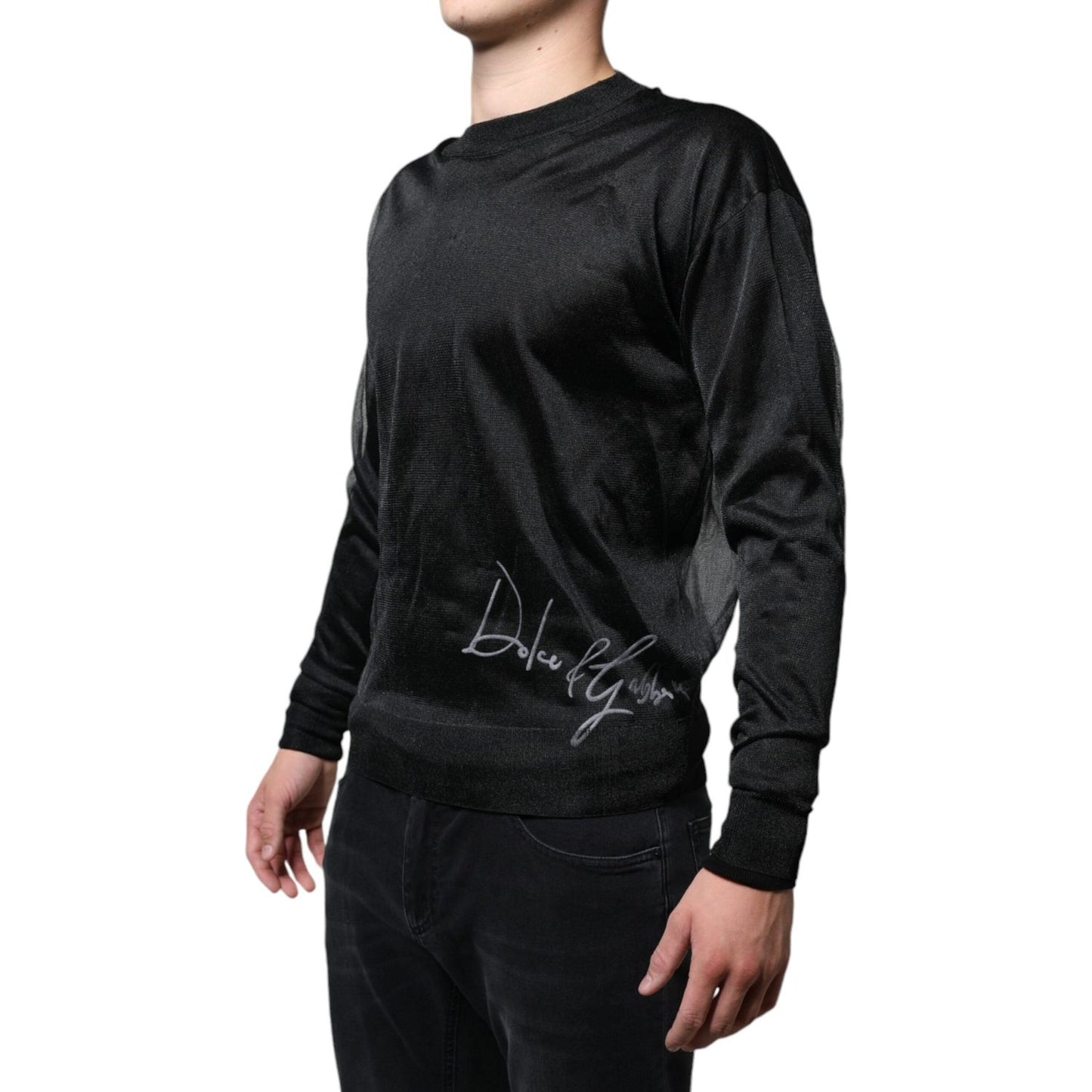 Dolce & Gabbana Black Polyester Pullover Sweatshirt Sweater Dolce & Gabbana Black