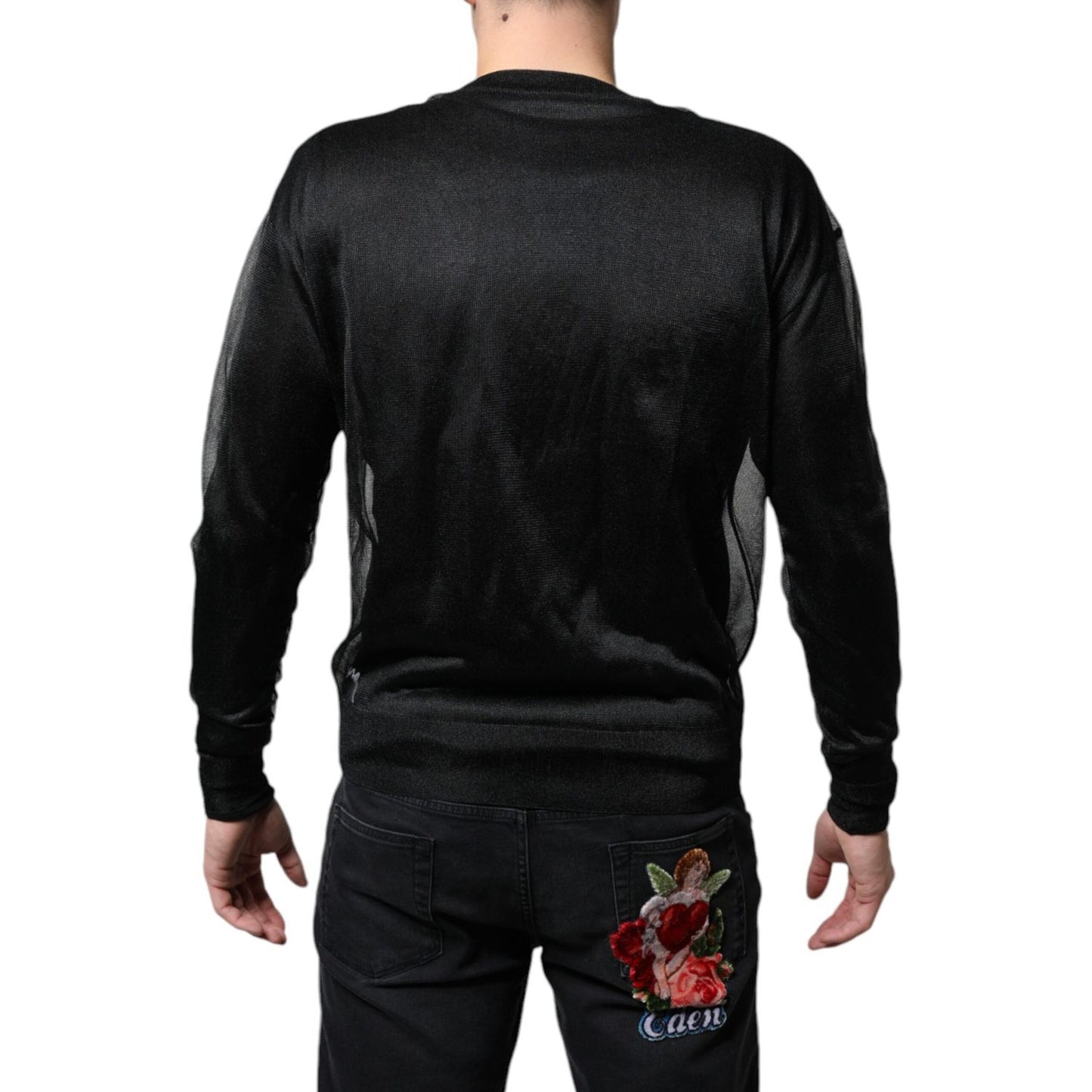 Dolce & Gabbana Black Polyester Pullover Sweatshirt Sweater Dolce & Gabbana Black