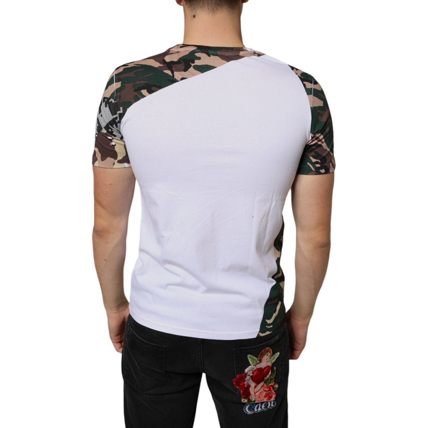 Dolce & Gabbana White Camouflage Stars Crew Neck T-shirt Dolce & Gabbana Black