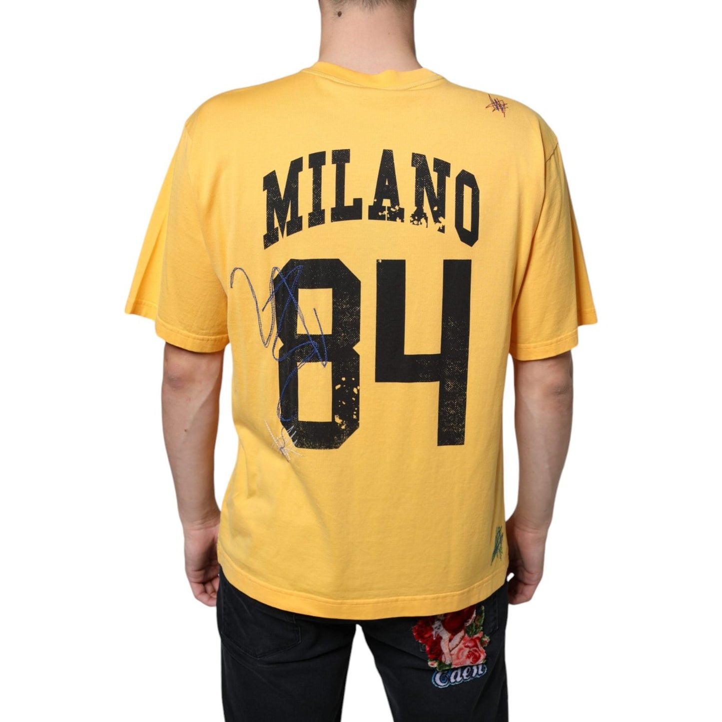 Dolce & Gabbana Yellow Secret Graden Floral Cotton Crew Neck T-shirt Dolce & Gabbana Sandy Brown