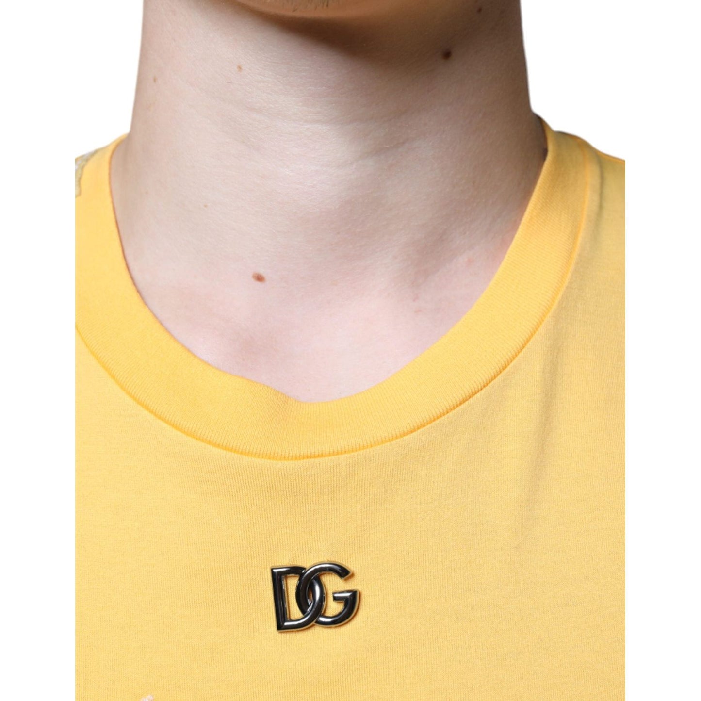 Dolce & Gabbana Yellow Secret Graden Floral Cotton Crew Neck T-shirt Dolce & Gabbana Light Goldenrod