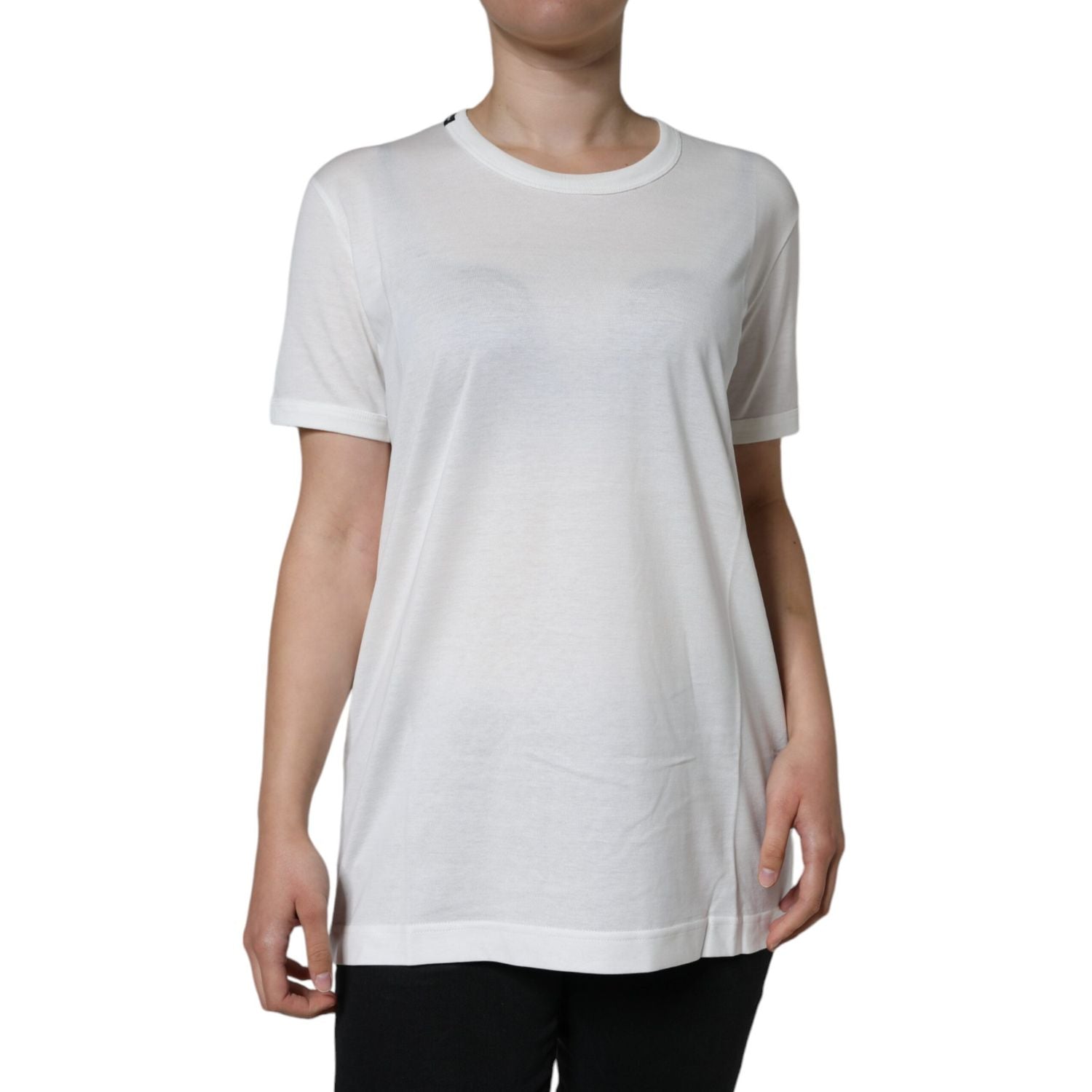 Dolce & Gabbana White Cotton Crew Neck Short Sleeve T-shirt