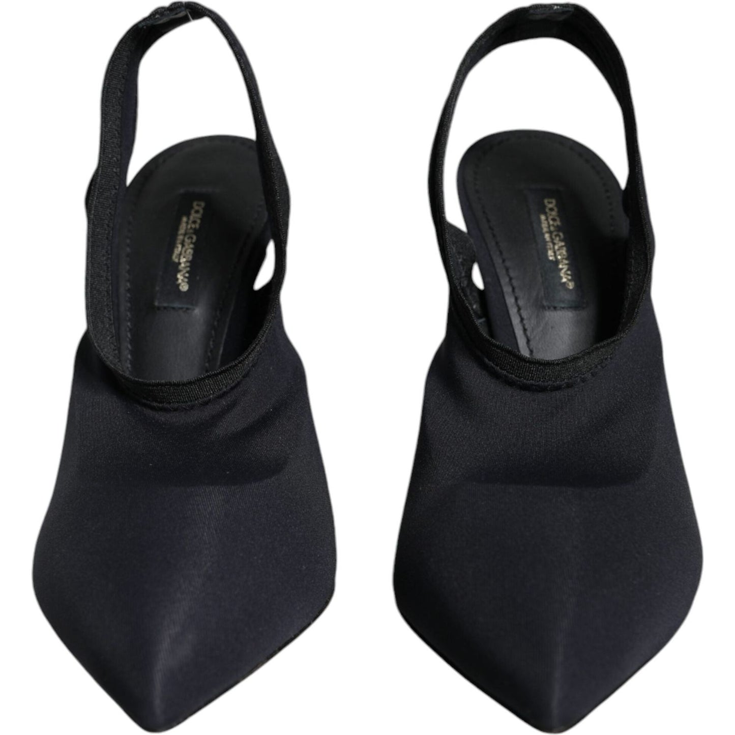Dolce & Gabbana Black Jersey Stretch Heels Slingback Shoes Dolce & Gabbana Black