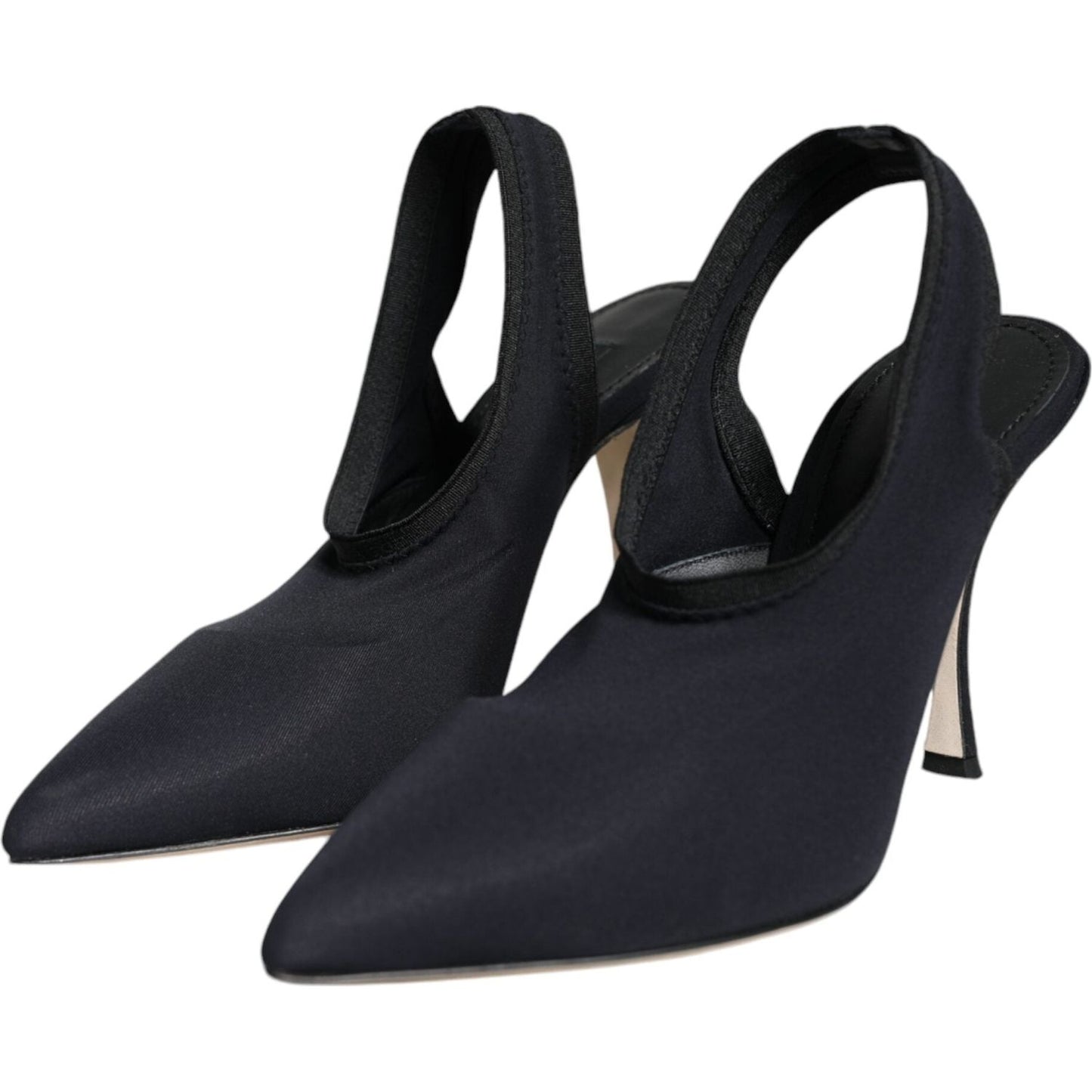 Dolce & Gabbana Black Jersey Stretch Heels Slingback Shoes Dolce & Gabbana Dark Slate Gray