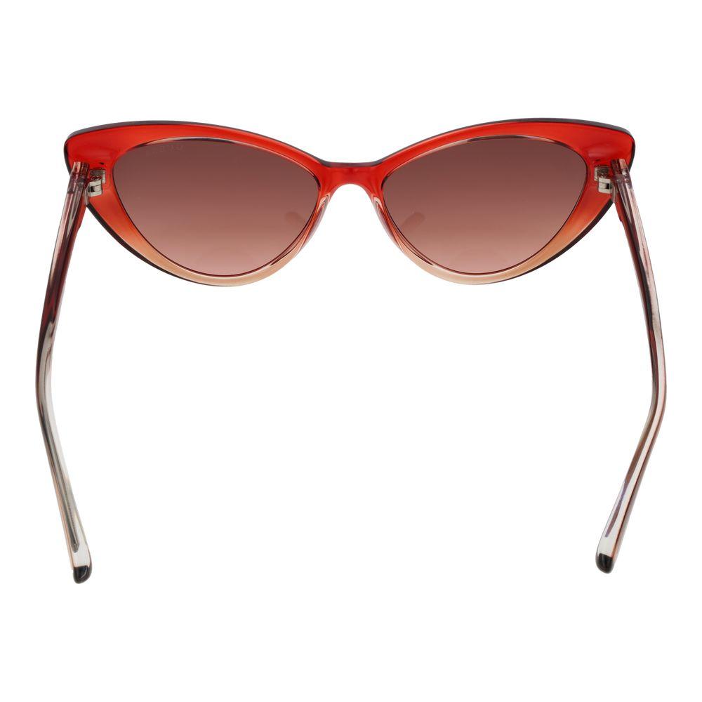Guess Burgundy Cat Eye Sunglasses with Gradient Red Lenses and Full-Rim Plastic Frame, 100% UVA & UVB Protection