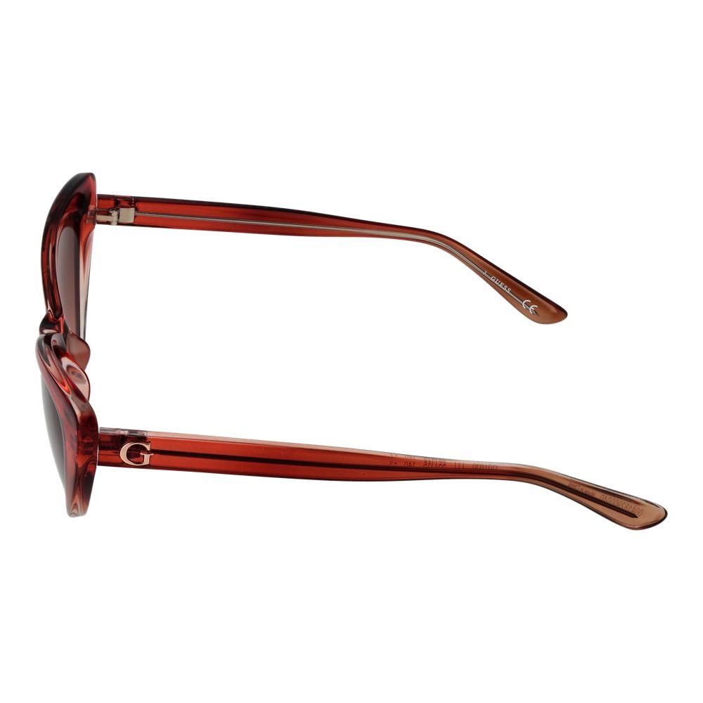 Side view of Guess Cat Eye Burgundy Women's Sunglasses with gradient red lenses and plastic full-rim frame.