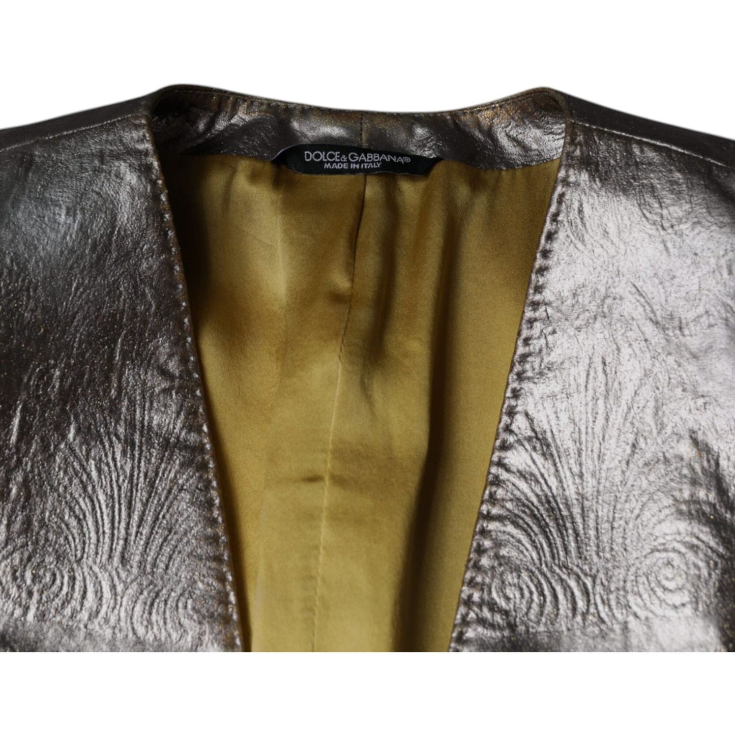 Dolce & Gabbana Gold Jacquard Single Breasted Dress Blazer Dolce & Gabbana Dark Olive Green
