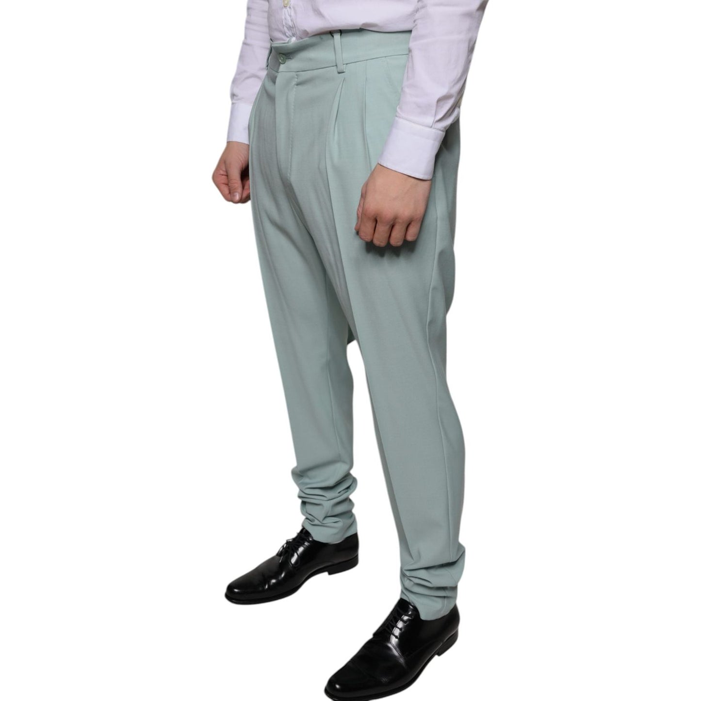 Dolce & Gabbana Mint Green Cotton Dress Pants Dolce & Gabbana Light Slate Gray