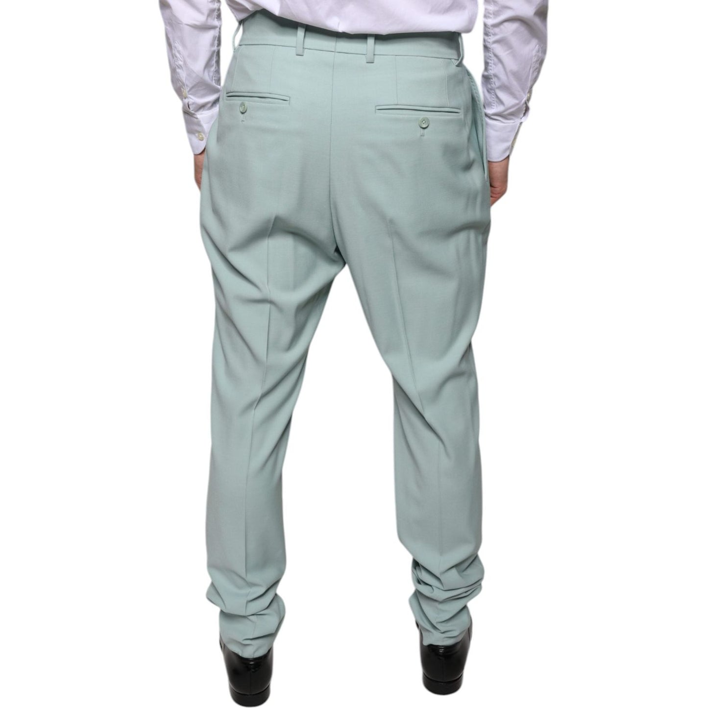 Dolce & Gabbana Mint Green Cotton Dress Pants Dolce & Gabbana Dark Gray