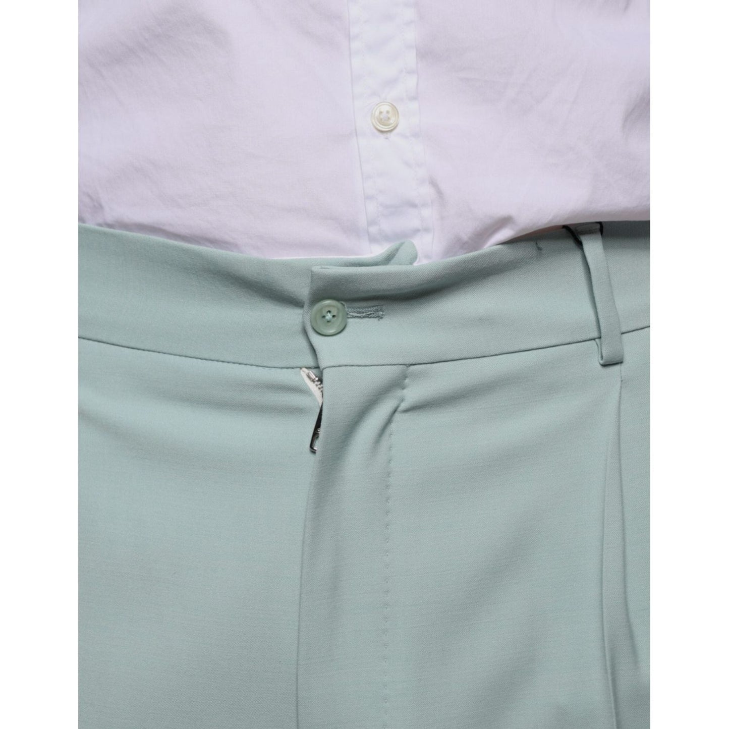 Dolce & Gabbana Mint Green Cotton Dress Pants Dolce & Gabbana Dark Gray