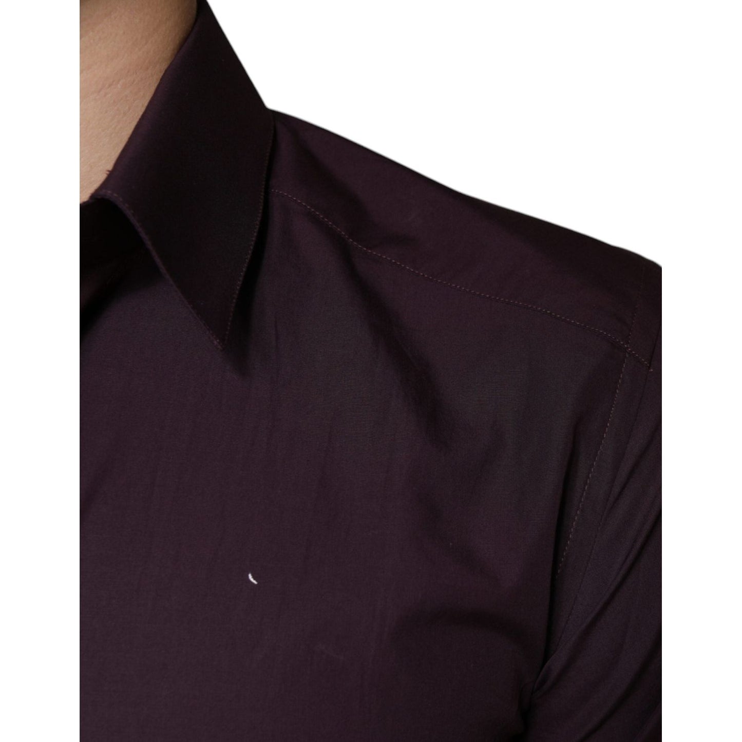 Dolce & Gabbana Dark Violet Cotton Dress GOLD Men Formal Shirt Dolce & Gabbana Black