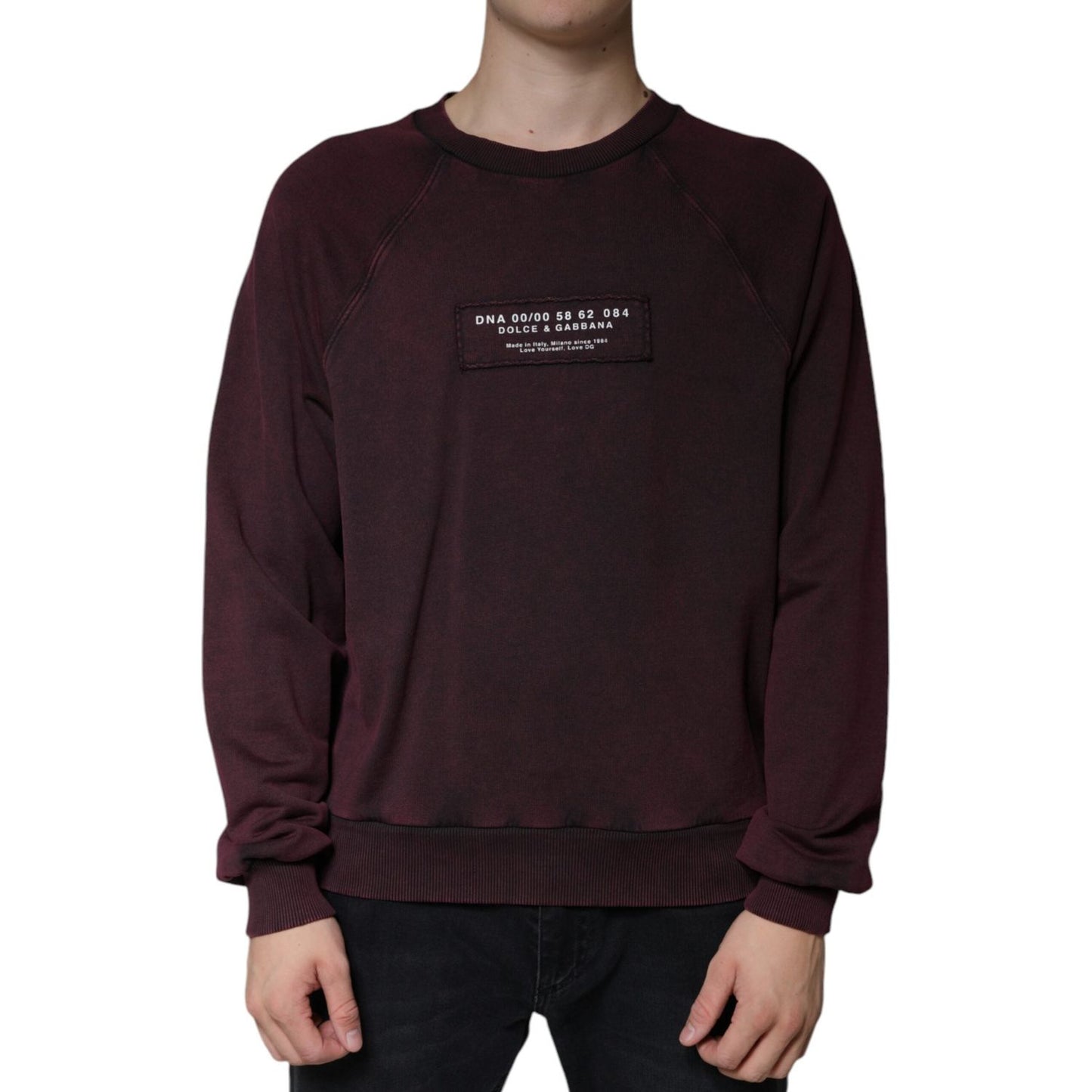 Dolce & Gabbana Maroon Logo Crew Neck Men Sweatshirt Sweater Dolce & Gabbana Black