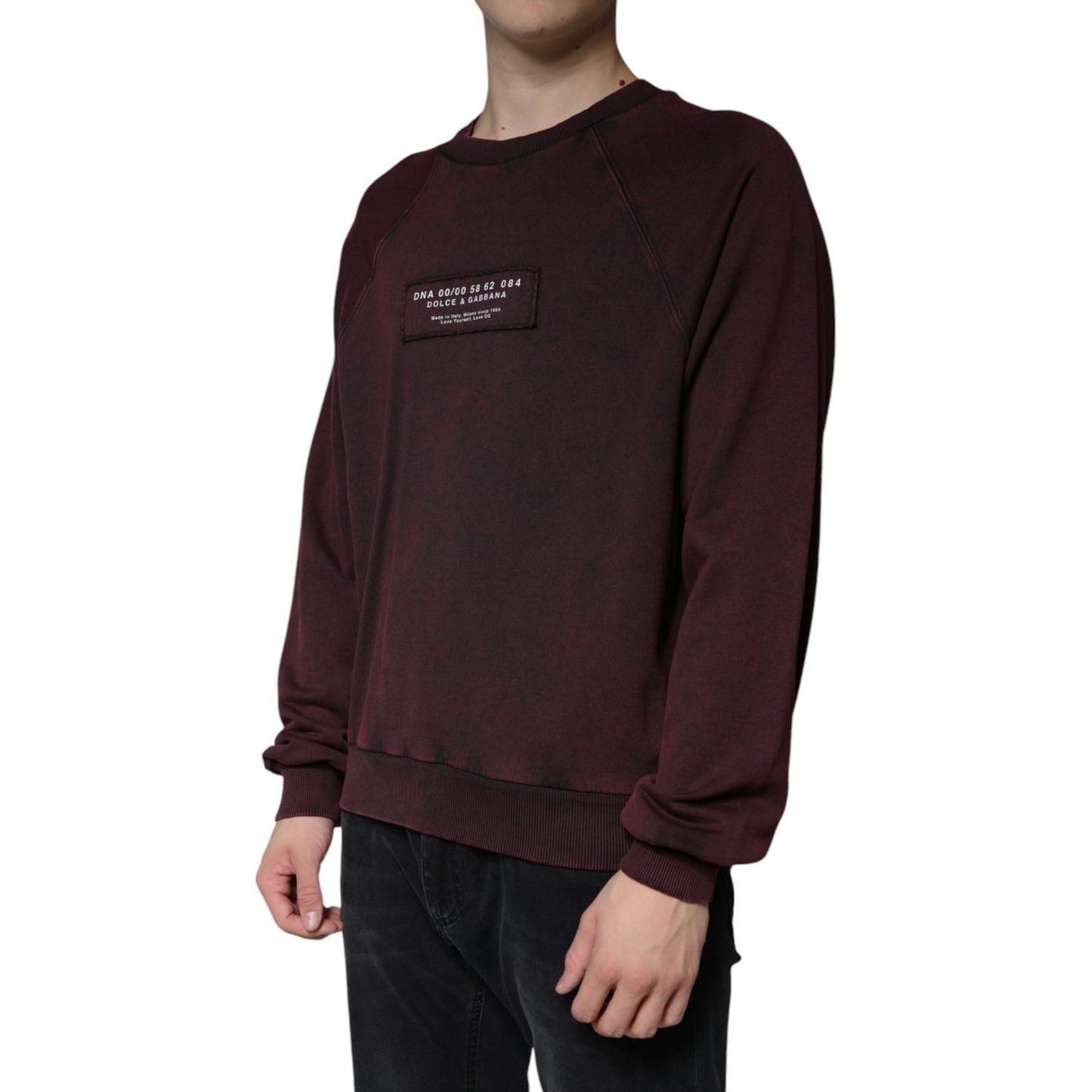 Dolce & Gabbana Maroon Logo Crew Neck Men Sweatshirt Sweater Dolce & Gabbana Black