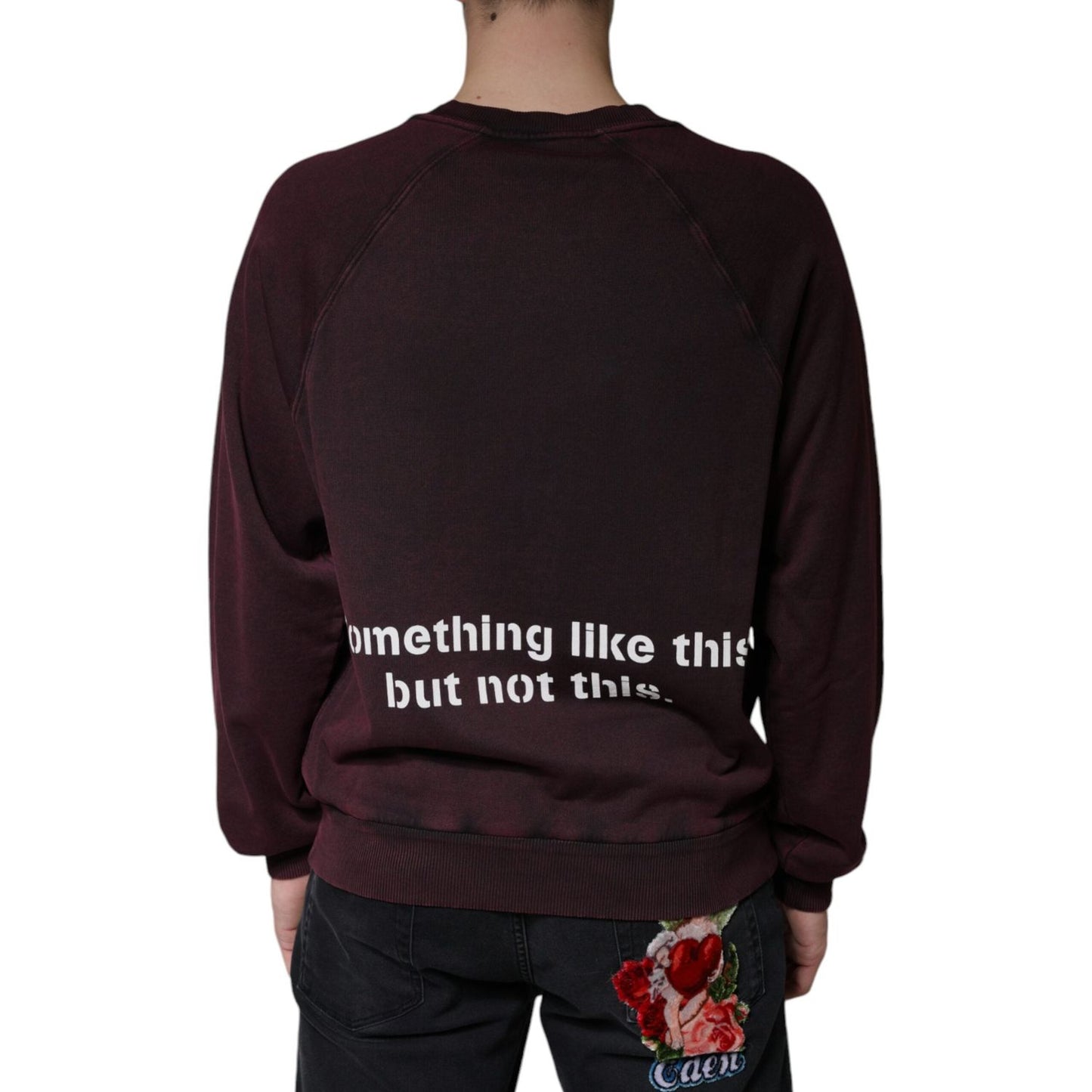 Dolce & Gabbana Maroon Logo Crew Neck Men Sweatshirt Sweater Dolce & Gabbana Black