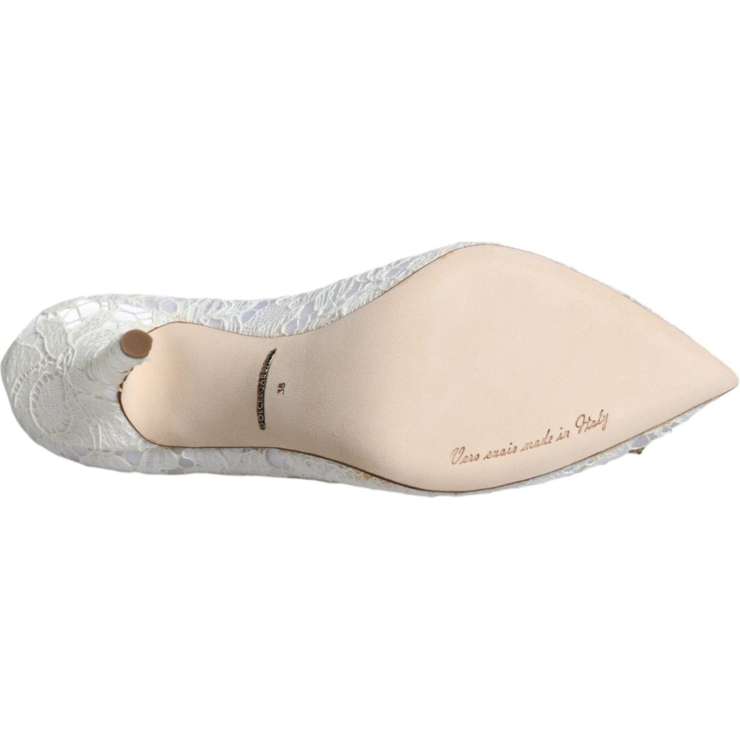 Dolce & Gabbana White Taormina Lace Crystal Heel Pumps Shoes Dolce & Gabbana Light Gray