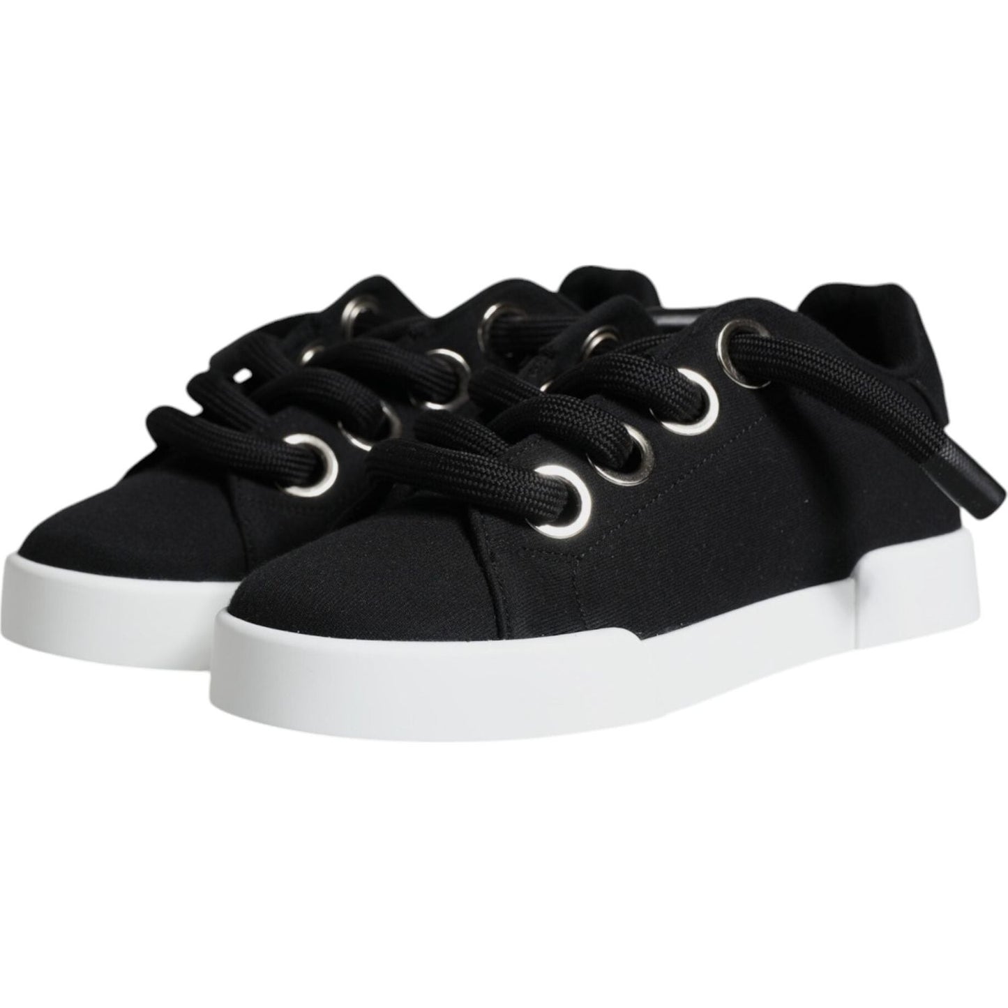 Dolce & Gabbana Black Portofino Low Top Sneakers Shoes Dolce & Gabbana Light Gray
