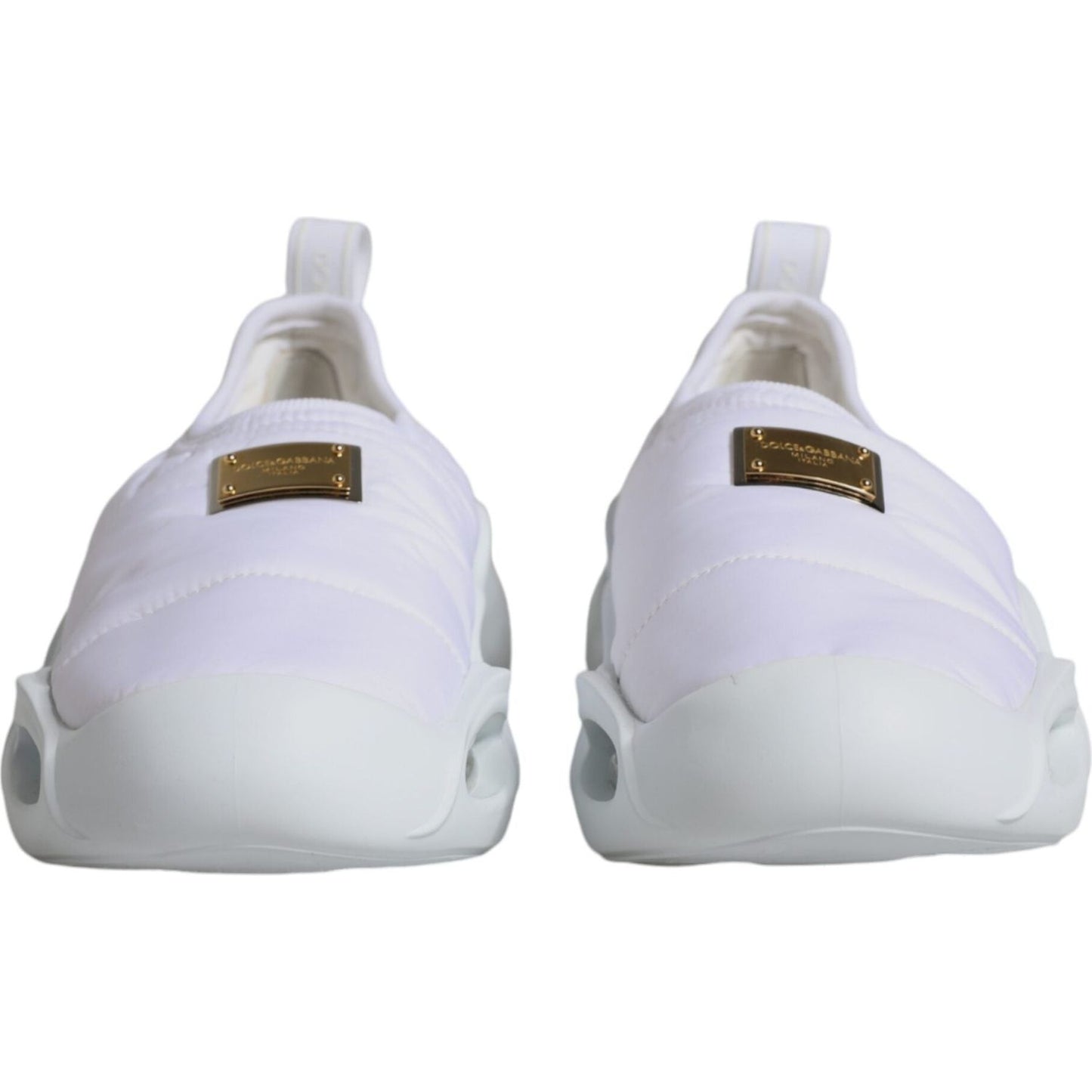 Dolce & Gabbana White Padded Fabric Low Top Sneakers Shoes Dolce & Gabbana Light Gray