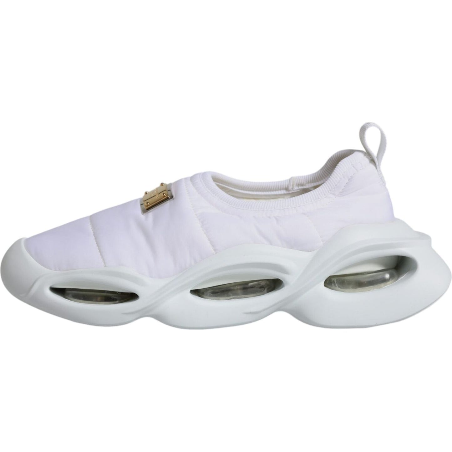 Dolce & Gabbana White Padded Fabric Low Top Sneakers Shoes Dolce & Gabbana Light Gray