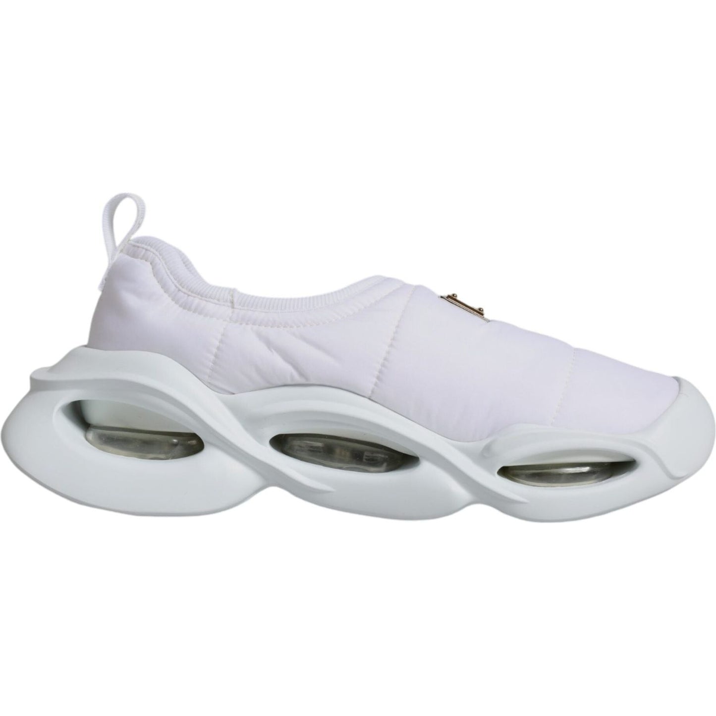 Dolce & Gabbana White Padded Fabric Low Top Sneakers Shoes Dolce & Gabbana Light Gray