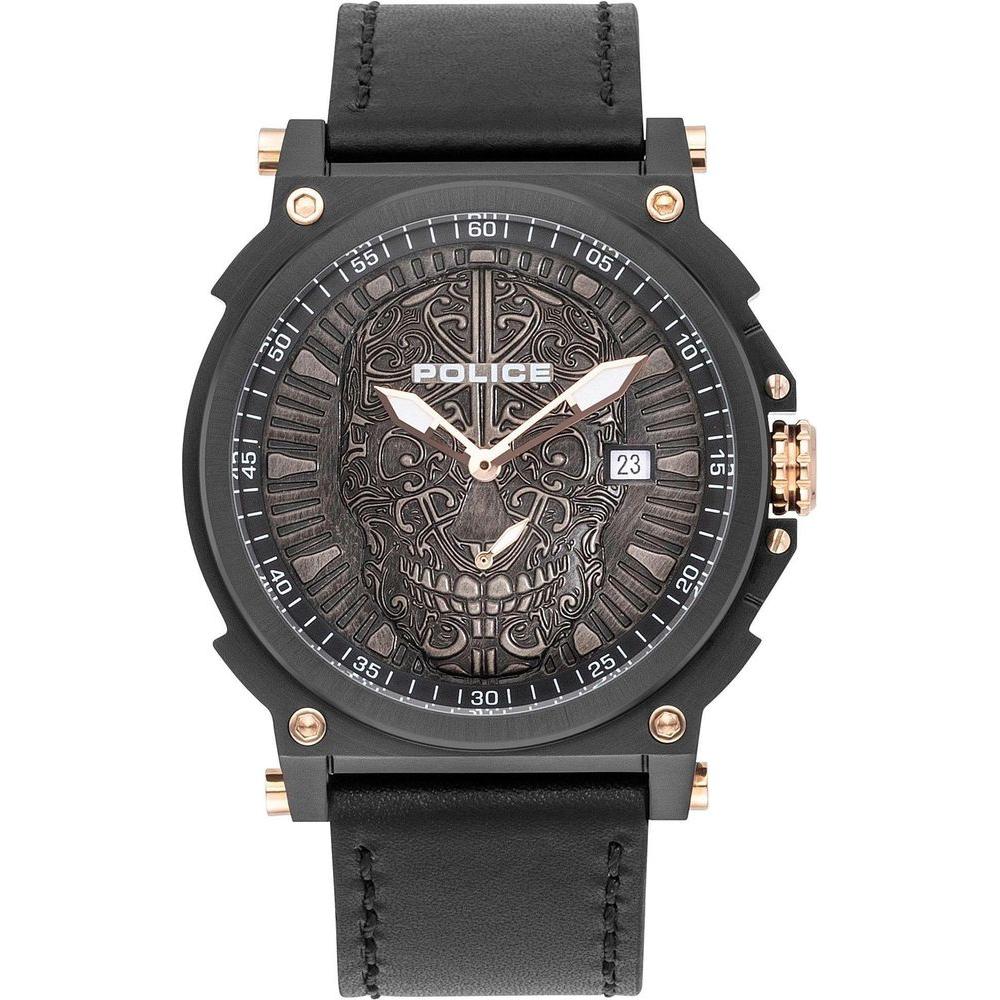 Police Gray Leather Watch Police Dark Slate Gray
