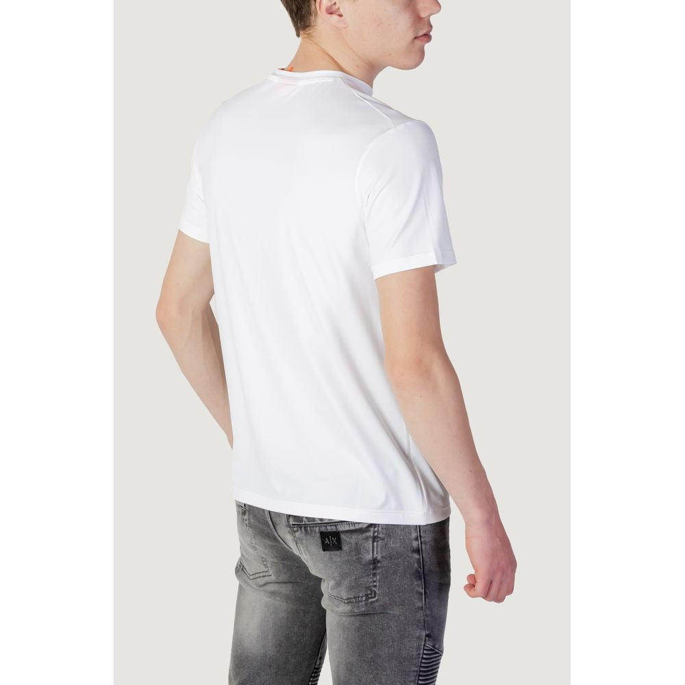 Back view of Men's Suns White Polyester T-Shirt, Spring/Summer collection, made of 99% polyester, 1% elastane.