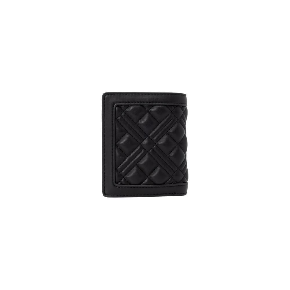 Love Moschino women's small black polyethylene wallet from the Spring/Summer collection, featuring quilted faux leather design.