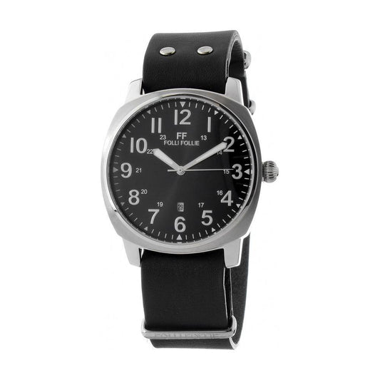 Folli Follie Black Leather Watch