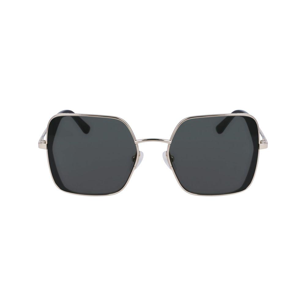 Karl Lagerfeld women's gold metal sunglasses with square frames, model KL340S-710, featuring 56/18/140mm measurements.