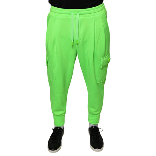 Dolce & Gabbana Neon Green Polyester Cargo Jogger Sweatpants Pants