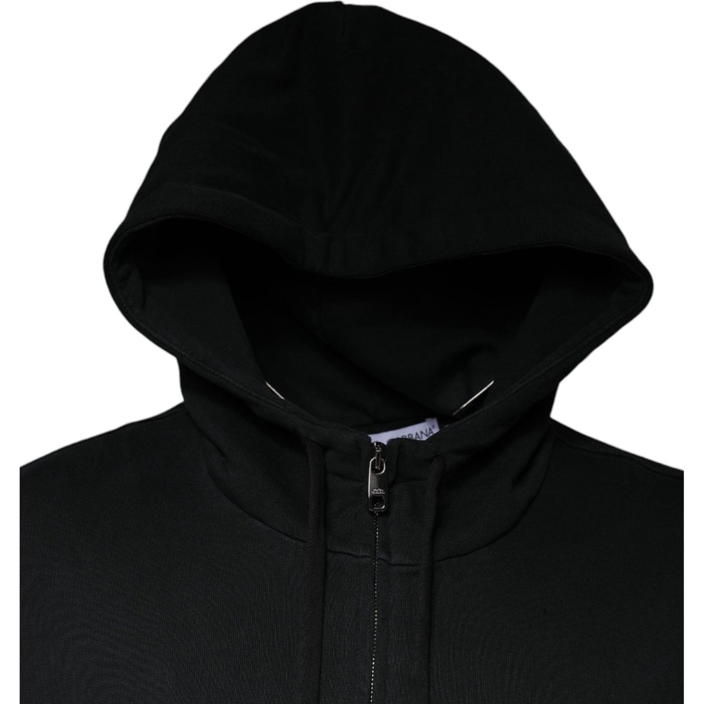 Dolce & Gabbana Black Logo Plaque Hooded Full Zip Sweater Dolce & Gabbana Black