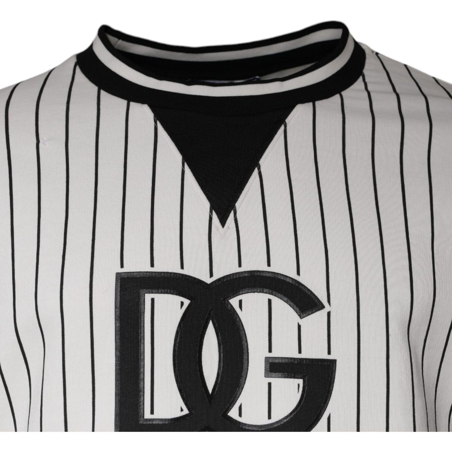 Dolce & Gabbana Black White Stripes Logo Sweatshirt Sweater Dolce & Gabbana Gray