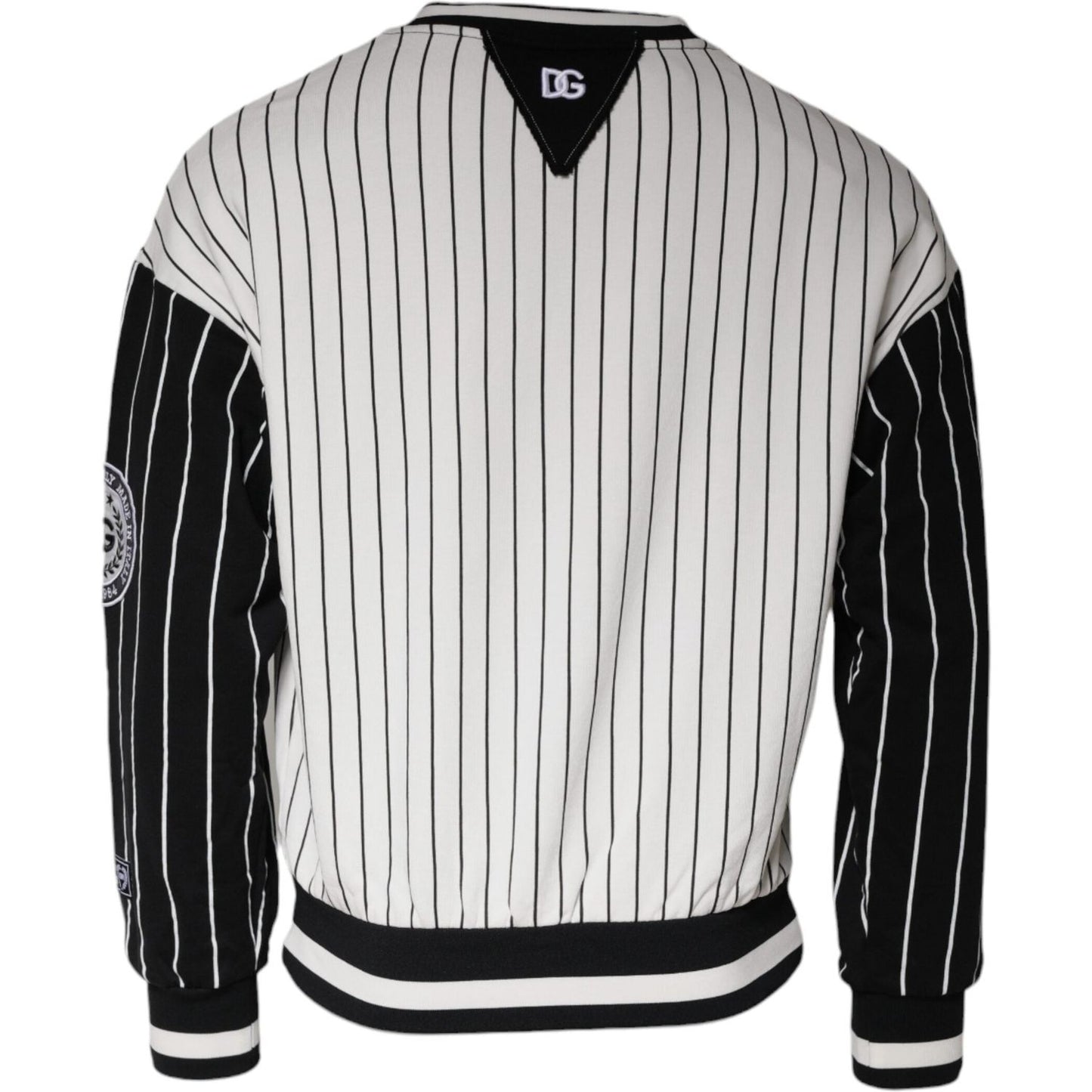 Dolce & Gabbana Black White Stripes Logo Sweatshirt Sweater Dolce & Gabbana Black