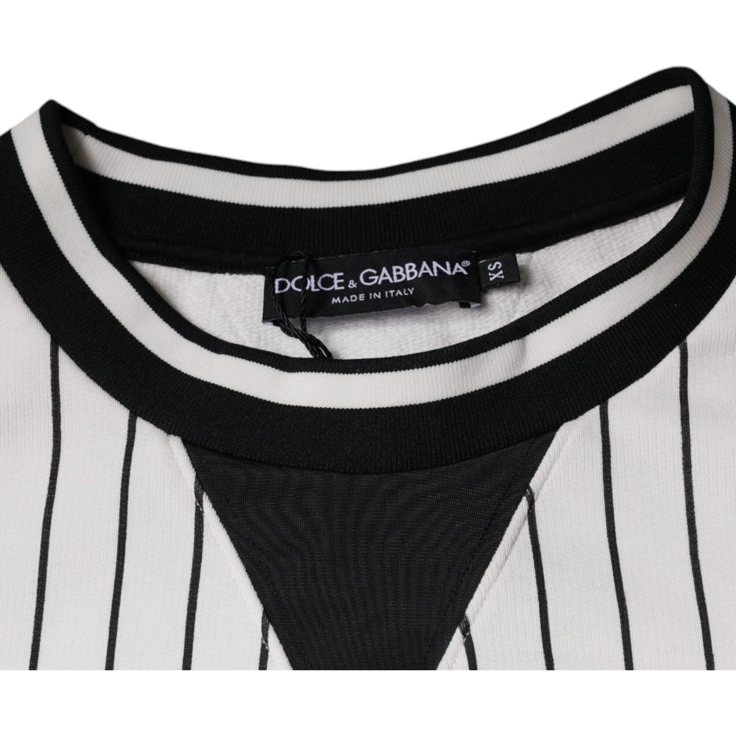 Dolce & Gabbana Black White Stripes Logo Sweatshirt Sweater Dolce & Gabbana Black