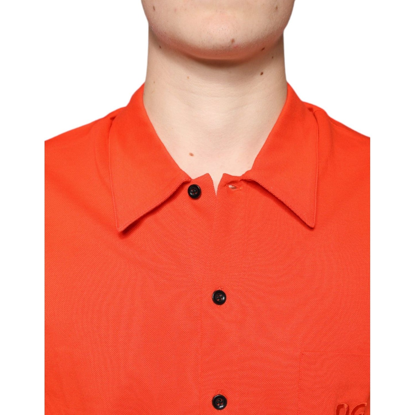 Dolce & Gabbana Orange Cotton Button Down Casual Polo Shirt Dolce & Gabbana Tomato