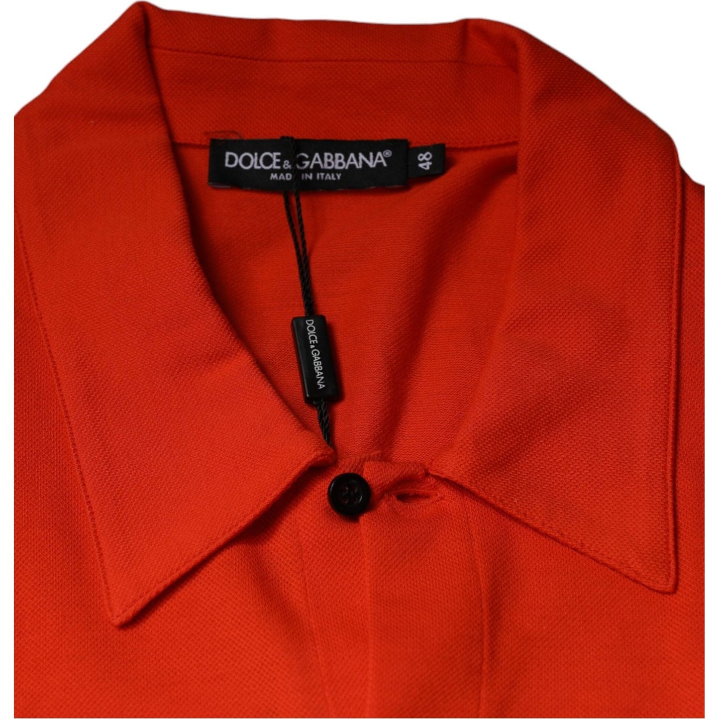 Dolce & Gabbana Orange Cotton Button Down Casual Polo Shirt Dolce & Gabbana Firebrick