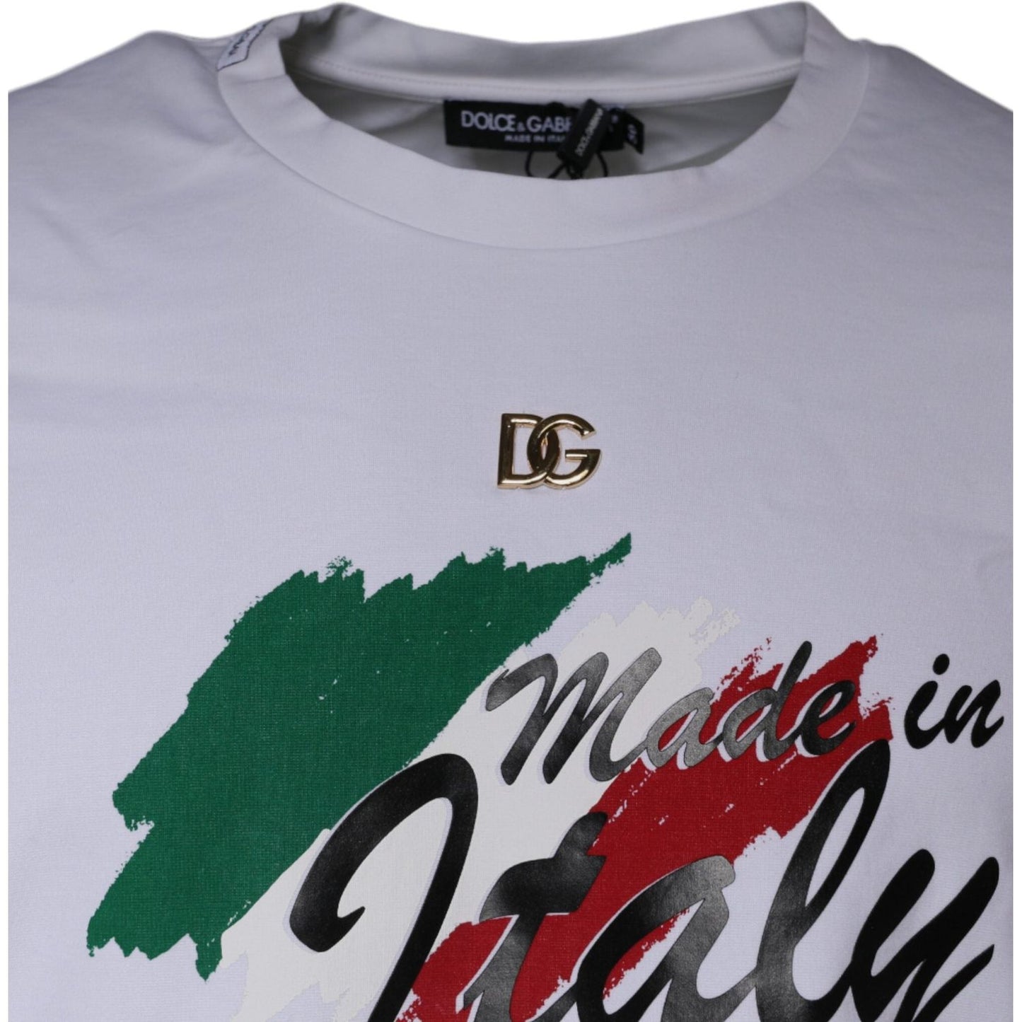 Dolce & Gabbana White Graphic Print Cotton Crew Neck T-shirt Dolce & Gabbana Gray